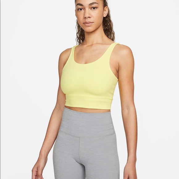 Nike Yoga Luxe Women's Infinalon Crop Top - Light Zitron/Grey Fog - Picture 1 of 5